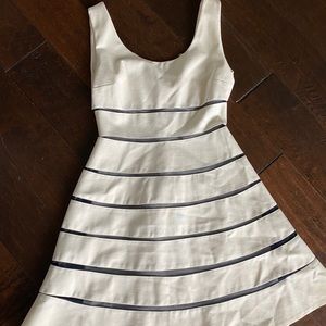 ERIN Fetherston Ivory and Black Striped Mesh Dress